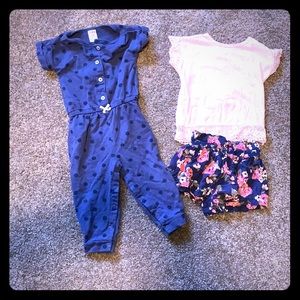 Pinks and Blues! Romper and TShirt/shorts set